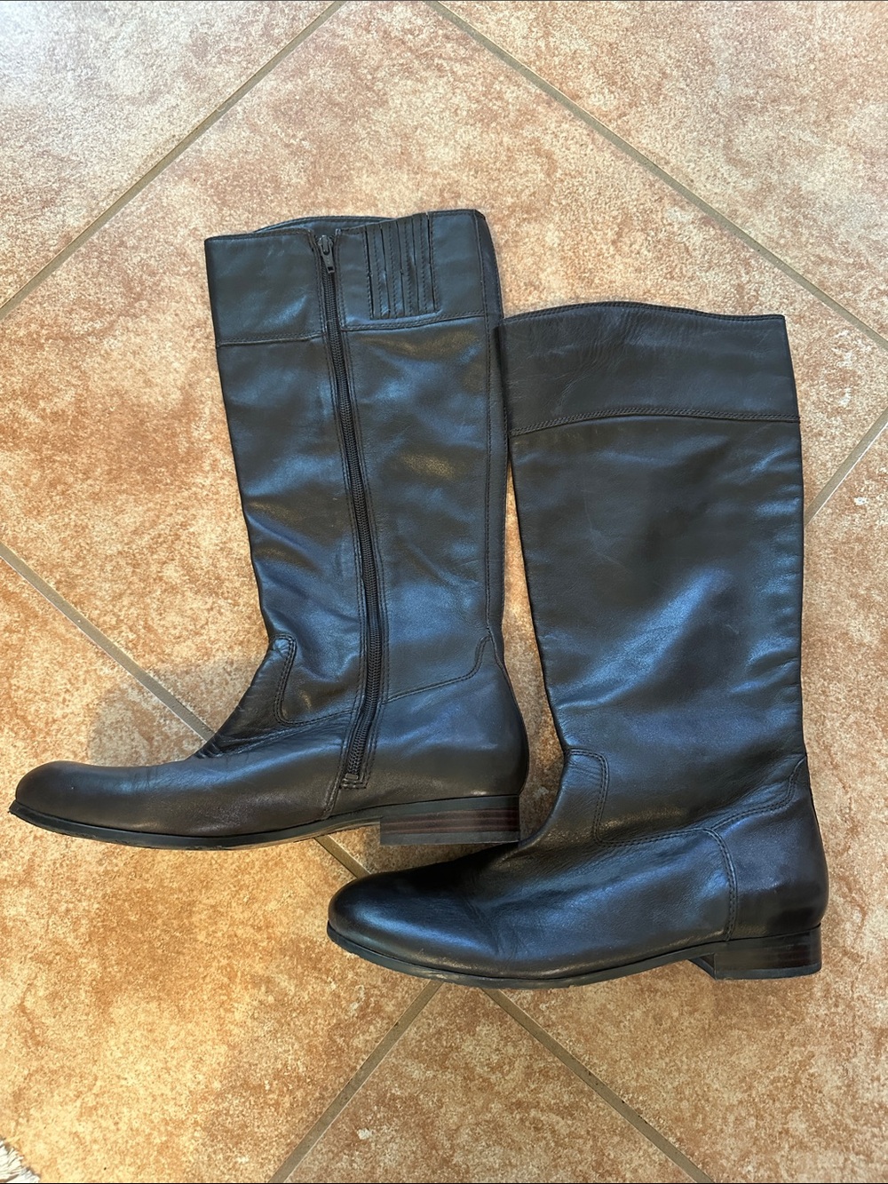 Arturo Chiang Dark Brown Leather Tall Riding Boots size 10